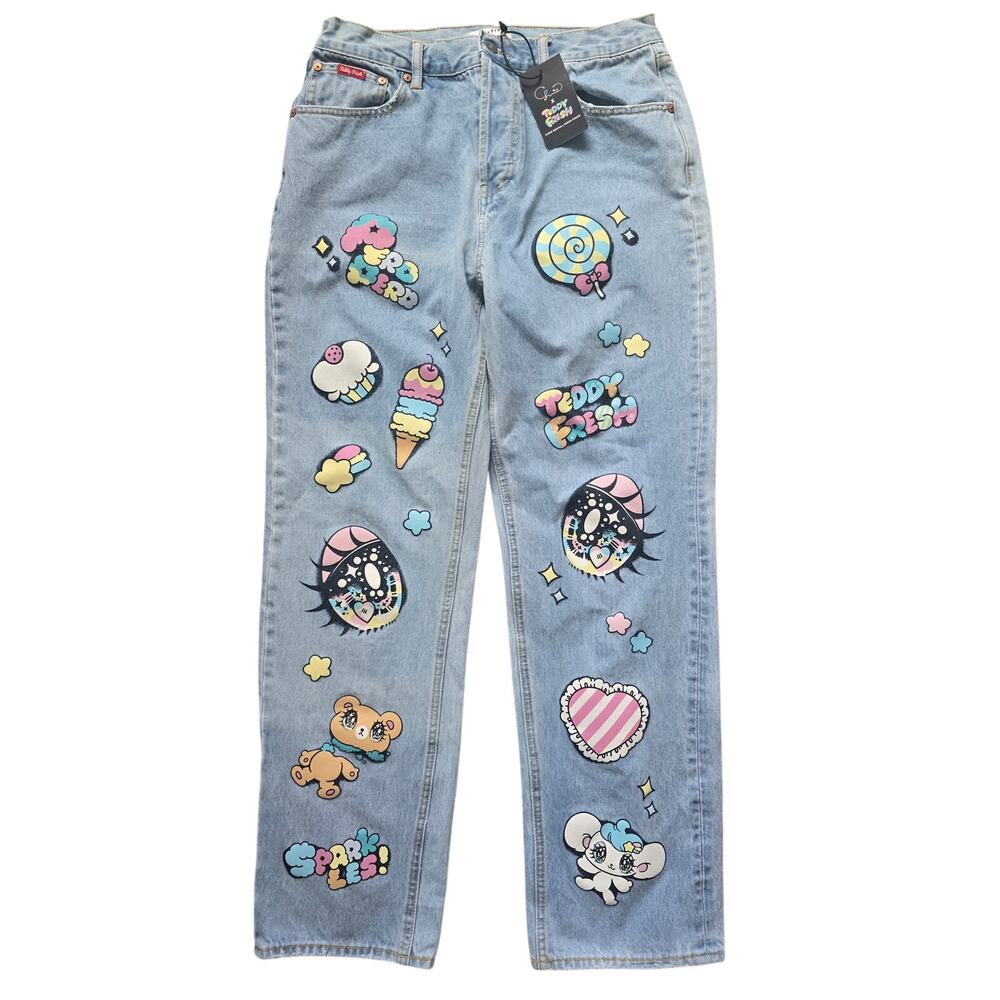*NWT Teddy Fresh x Yurie Sekiya Womens Jeans Size 30 High Rise Straight Kawaii